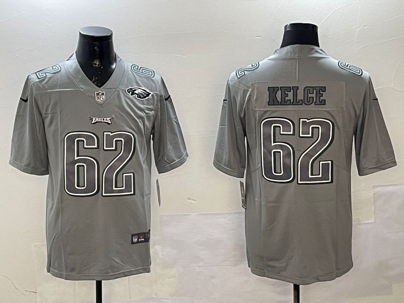 Men Philadelphia Eagles #62 Kelce Grey 2025 Nike Vapor Limited NFL Jersey style 2103
